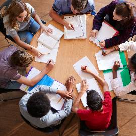 httpselements.envato.comoverhead shot of high school pupils in group study QF86NSG 1